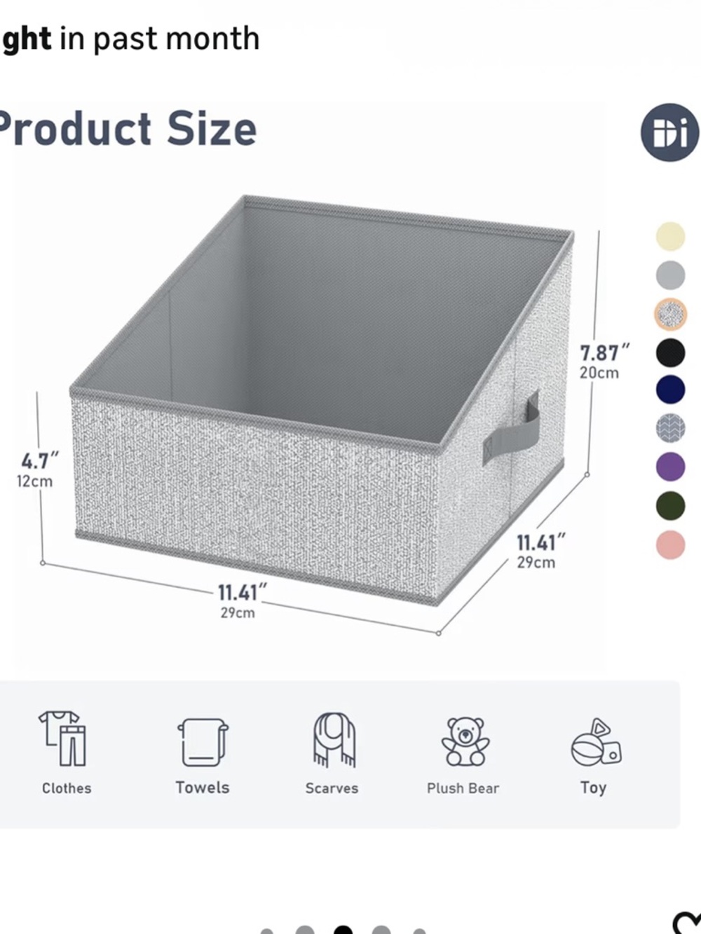 Set of 6 Fabric Storage Bins — Light Gray - Picture 3 of 3